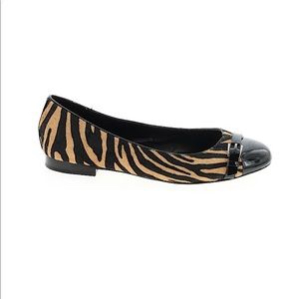 White House Black Market Black and Tan Animal Print Flats